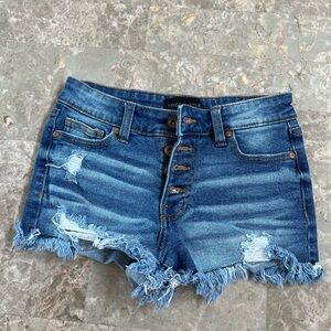Kendall & Kylie Blue Frayed Denim Shorts